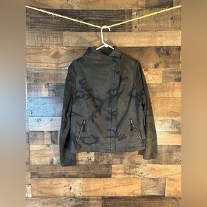 Chico’s Dark Green Camo Moto Jacket Size 2